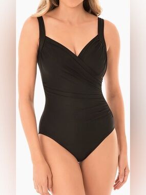 Miraclesuit Black V-Neck One-Piece Swimsuit